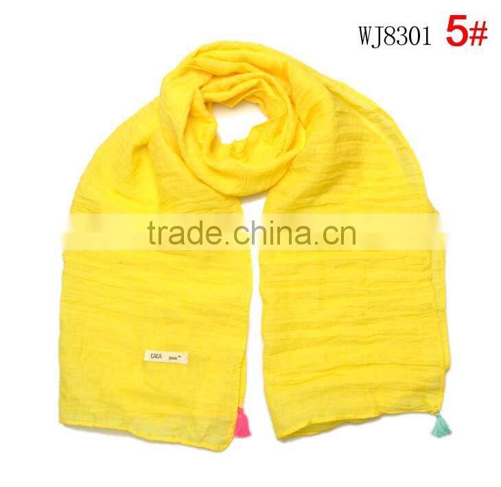 Wholesale Fashion Classic Tassel Style Kids Boys Girls Cotton Solid Plain Scarf