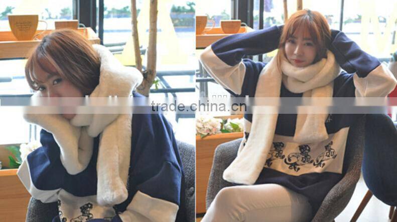 New Winter Warm Plain Woman Neck Warmer White Mink Fur Scarf