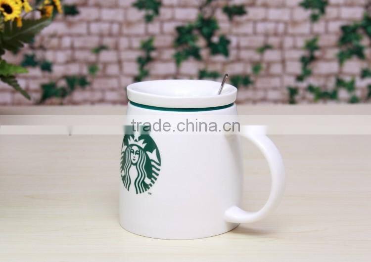 14oz new bone china ceramic starbuck coffee mugs/cups with silicone lid