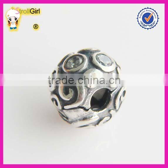 Hot Sale 925 sterling silver Clasp Charm Beads with Rhinesone
