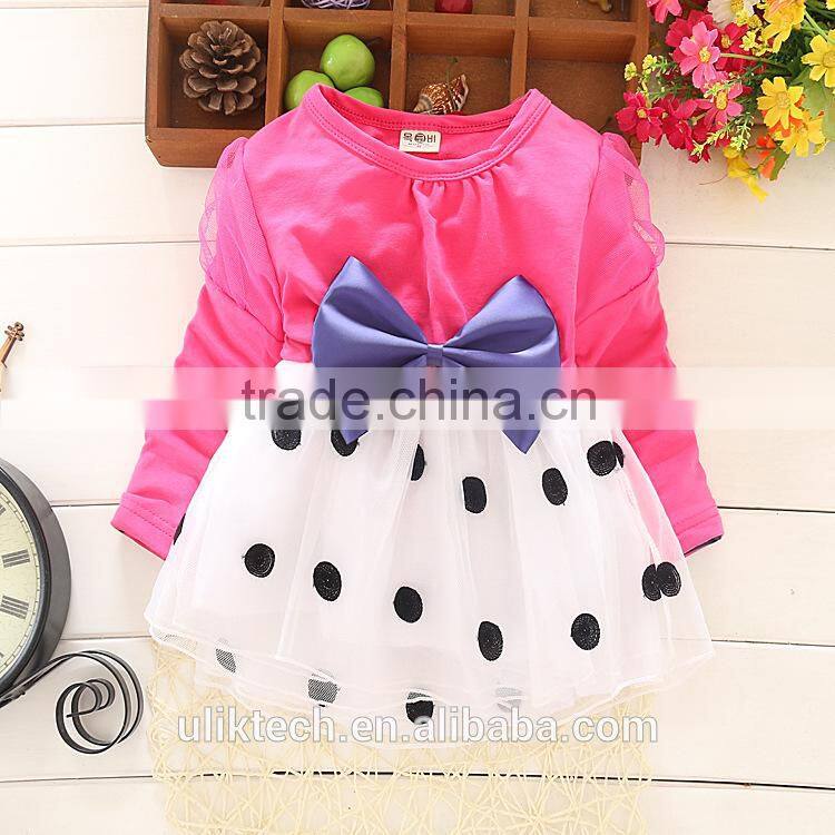 bow knot and dot dresses fall kids clothing