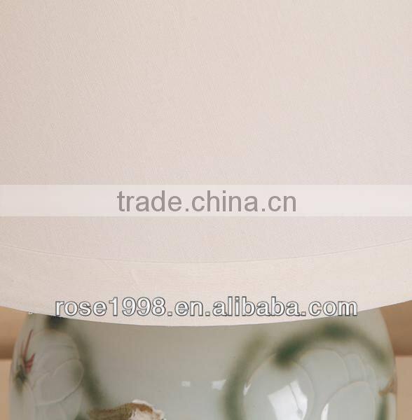 small ceramic desk lamp with wood base