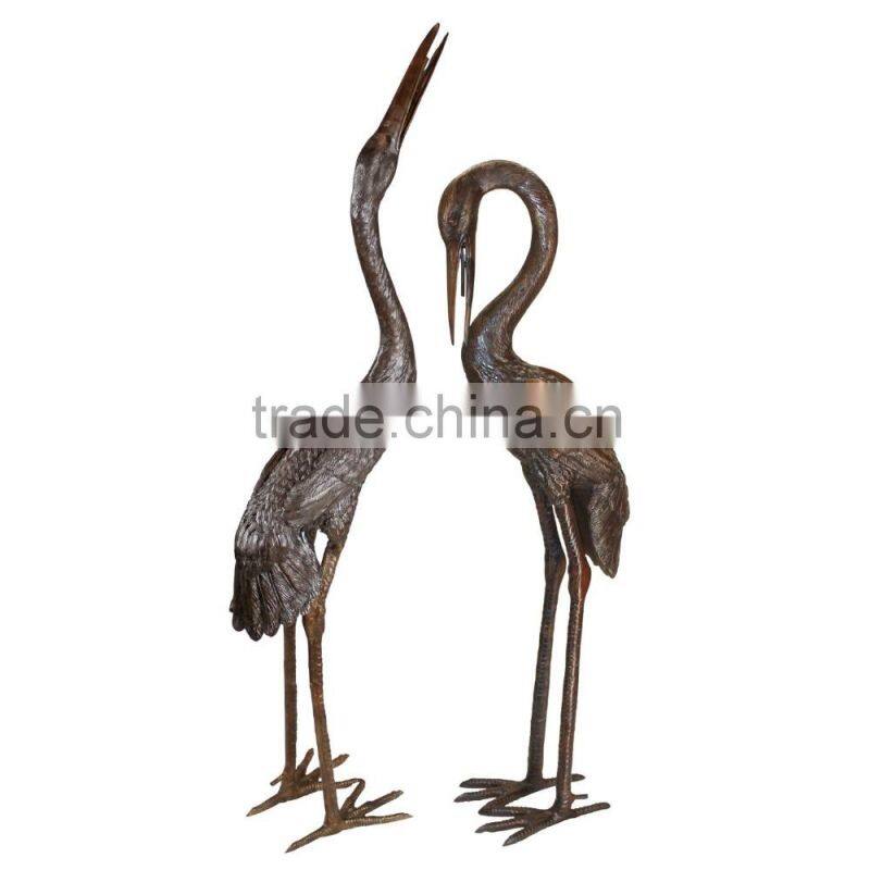 43 Inch Sculptured Cranes in Bronze Finish