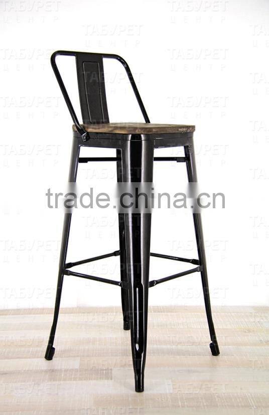 High Quality Dining Room Metal Bar Chair With Wood Seat Stackable Industrial Metal Chairs Replica For Event HYG-09