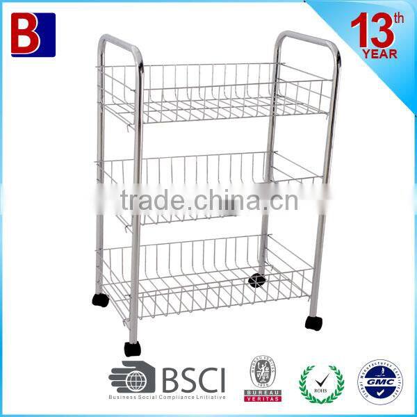 3 tiers chromeplate kitchen trolley