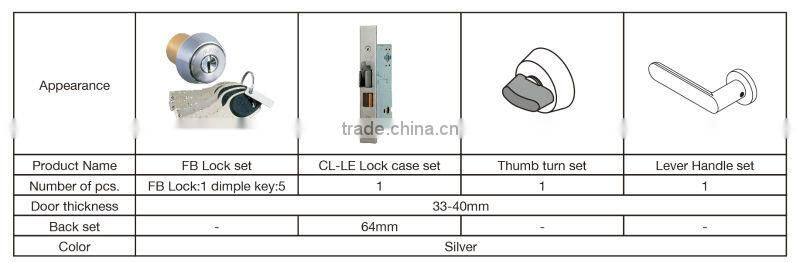 Japanese high quality and security lock "FB lock". ALPHA dimple cylinder set