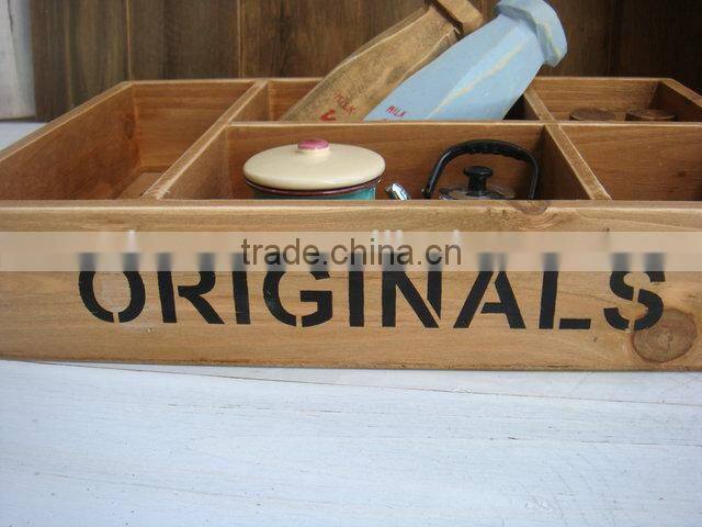 Vintage industry wooden display shelf for living room