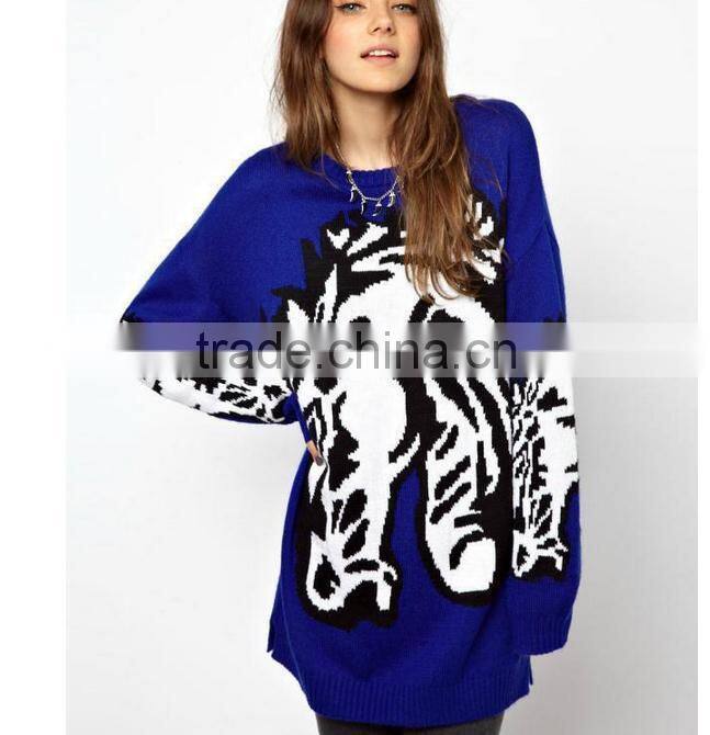 2014 new arrival more fashion plus size loose crew neck woolen sweater new designs for ladies