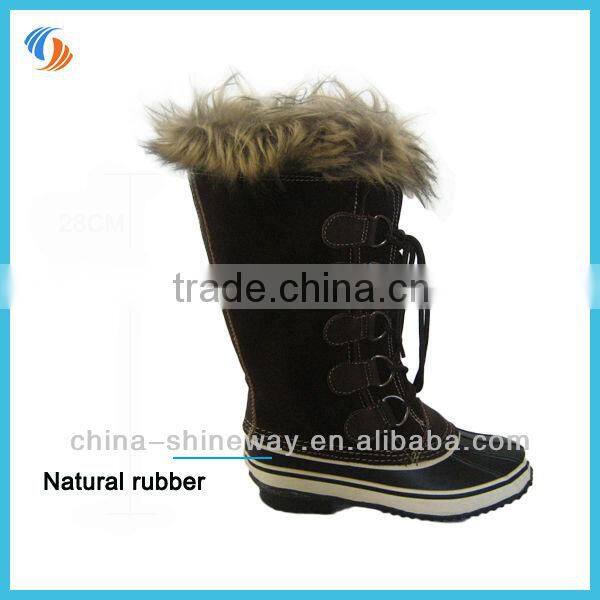 2014 woman leather snow boots