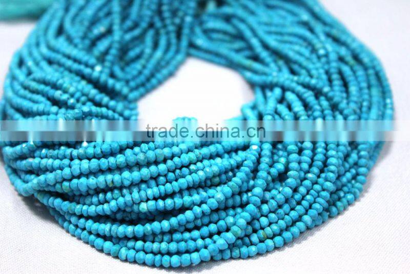 AAA QUALITY TURQUOISE FACETED RONDELLE LOOSE GEMSTONE BEADS