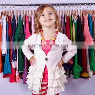 Stylish Long Sleeve ruffled children Cardigan Buttonless girls cardigan