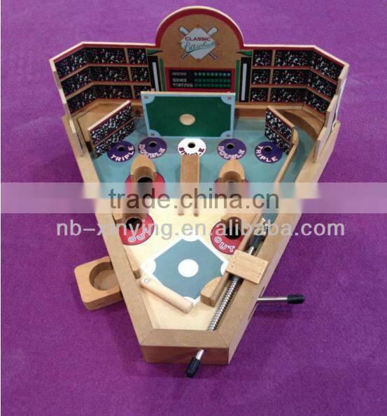 new design mini desktop wooden pinball game for kids