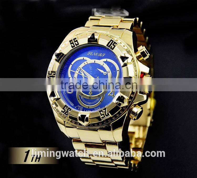 2015 Newest Luxury Top Quality Big Face IP gold Stainless Steel Watch Man