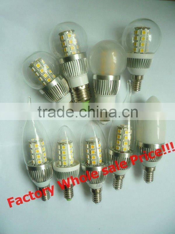 Hot Sale! E12 E14 dimmable led candle bulb with aluminium or ceramic housing