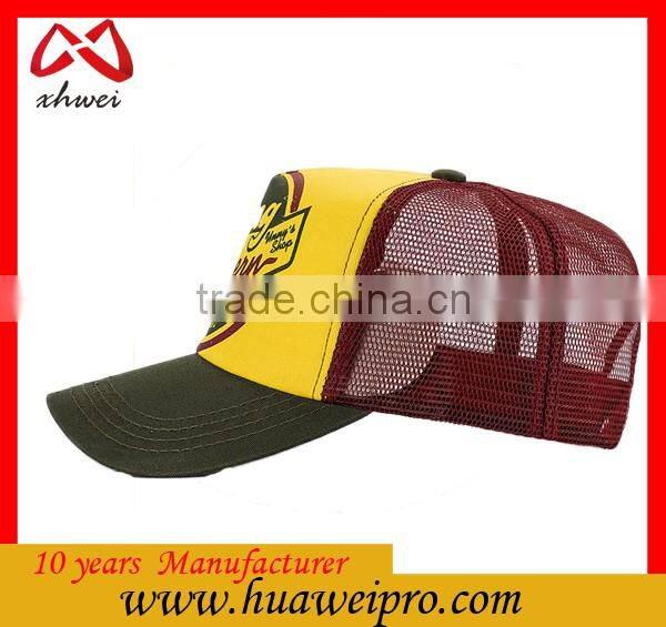 China Headwear Custom 5-Panel Trucker Cap Cotton Twill & Nylon Mesh Trucker Cap
