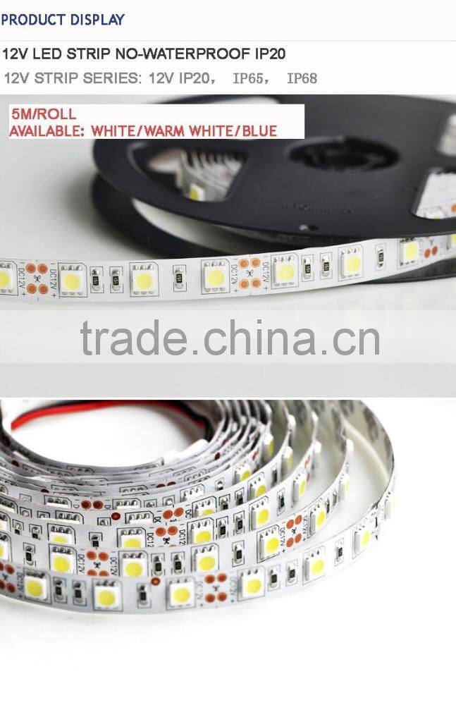 DC 12V NO-WATERPROOF SMD 5050 LED FCLEXIBLE STRIP TAPE 60LED/METER 14.4W/METER 720LM/M LIGHT DOUBLE SIDED TAPE CE/ROHS NEW