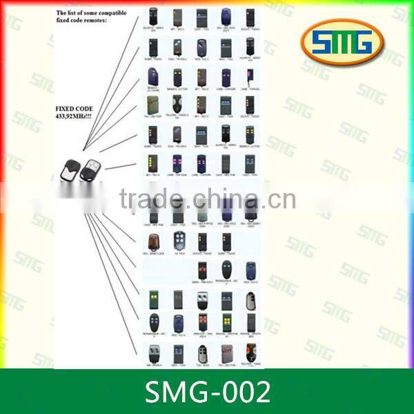 Universal remote control replacement, clone, duplicator Fixed code 433,92MHz