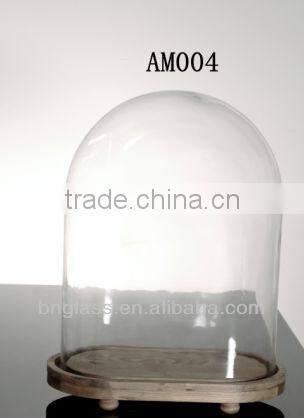 Clear Glass cloche with wood base