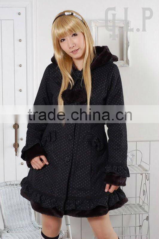 Cotton Black Polka Dot Lace Lolita Blouse 81039