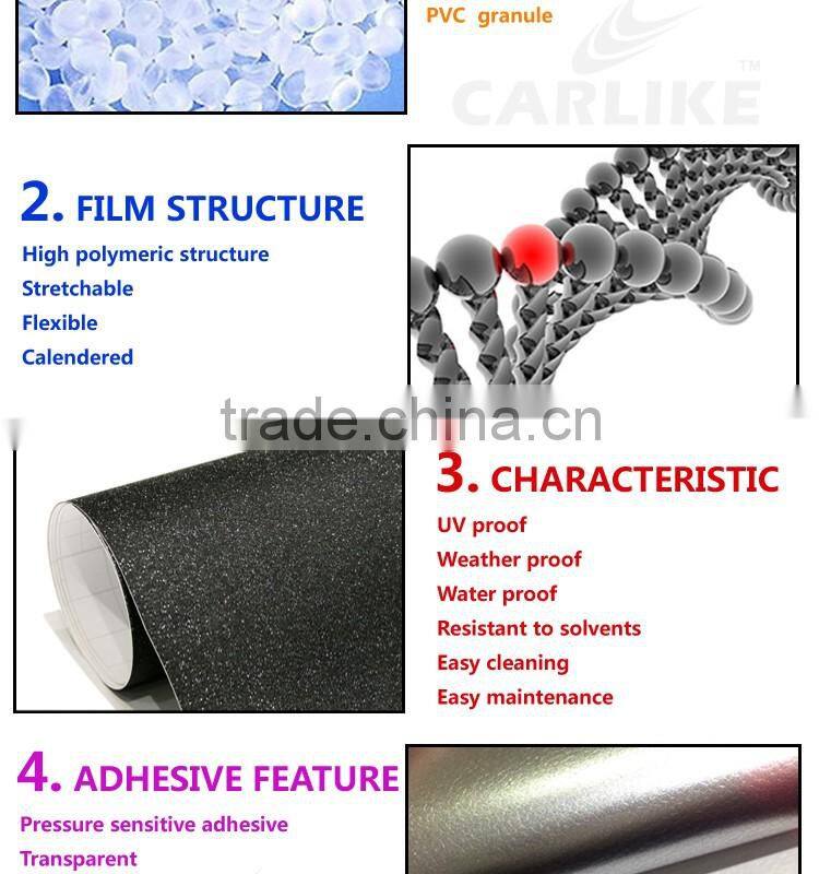 Self Adhesive White Matt Glitter Car Body Wrap Silver Vinyl Sticker Roll