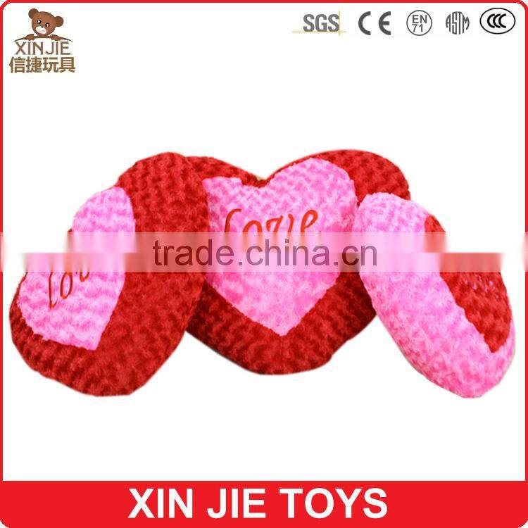 hot sale red plush love heart shape embroidered pillow and cushion