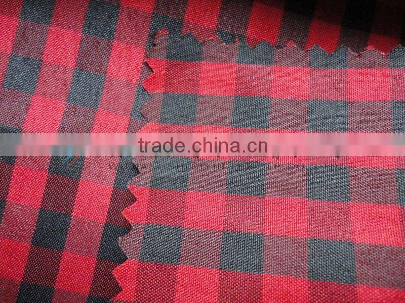 Red and black Yarn Dyed Checked Fabric