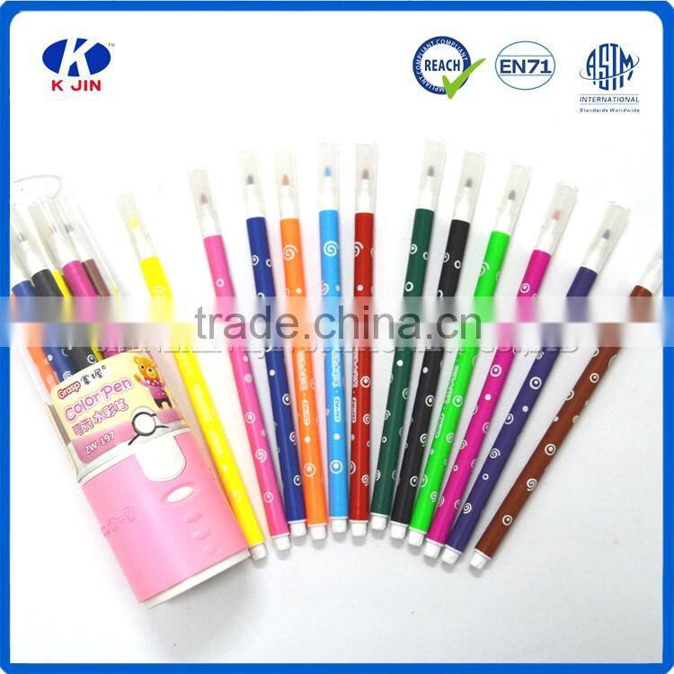 hot sale promotional good quality 12 water color pen set color painting on barrel for school kids
