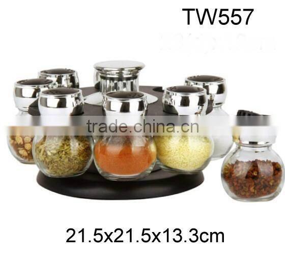12pcs glass spice jar with plastic rack (TW1022)