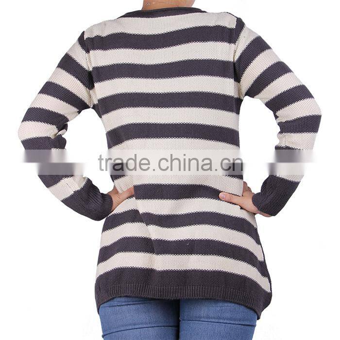 2015 fashion batwing sleeve stripes cotton women knitwear