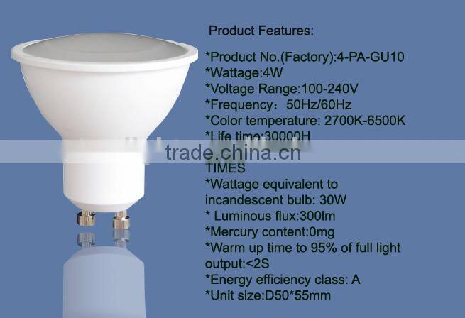 modern 4W wide degree spot light GU10 led spotlight