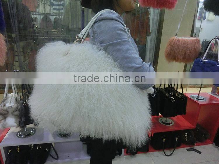 Mongolia Sheep Fur Handbag Genuine Lamb Fur Tote Bags