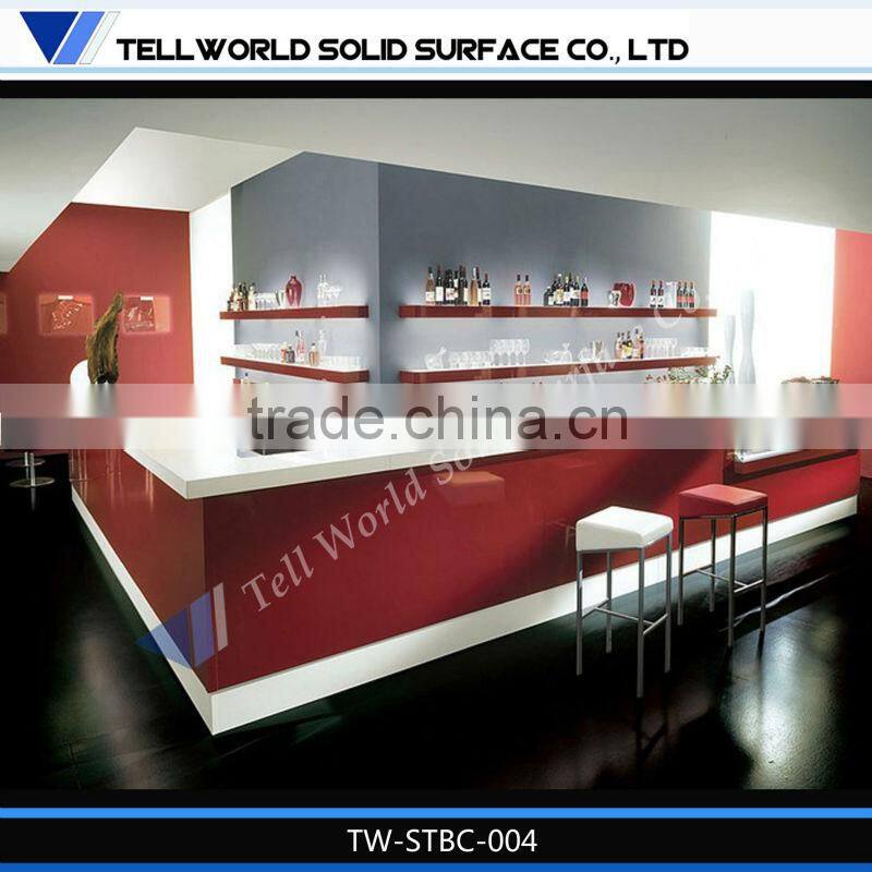 2014 modern high quality beauty luxury artificial marble mini bar counter for sale