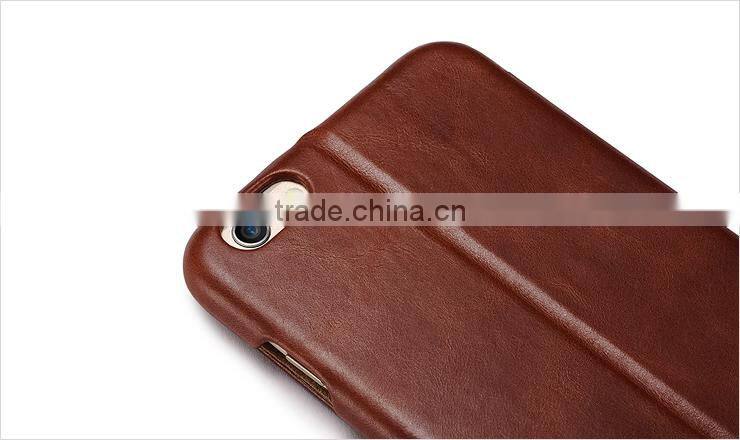 icarer vintage leather case for iPhone6 plus,genuine leather wallet case with stand function