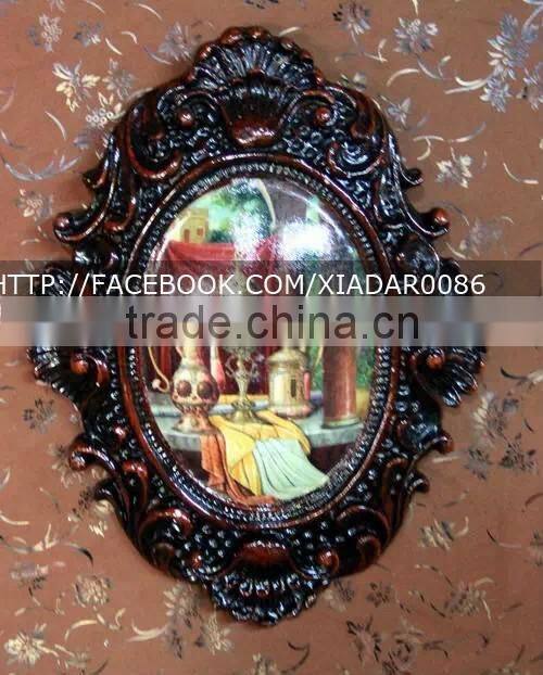 xkh 107 European style decorative white antique resin bedroom wall mirror