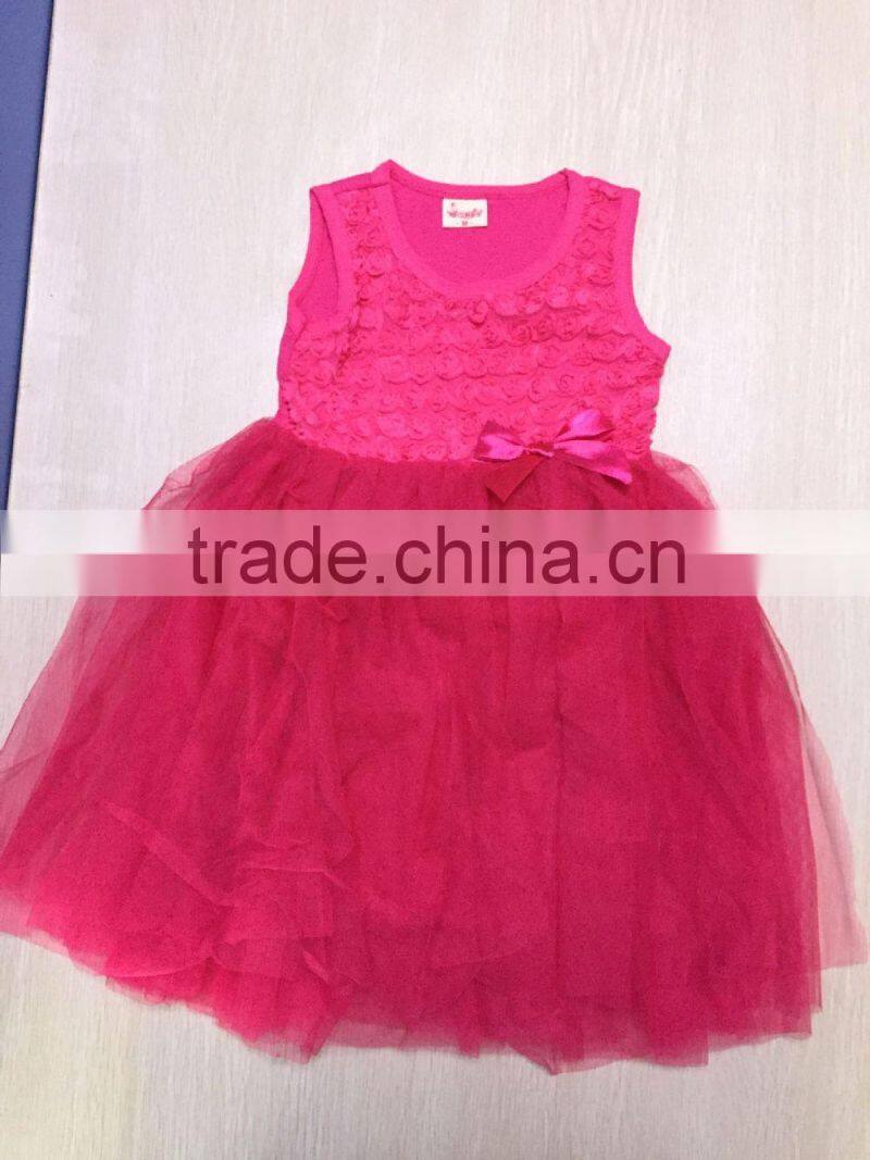 Baby Girl 2015 Wedding Party Dress Lace Cotton Puffy Dress Many Color Bowknot Dress