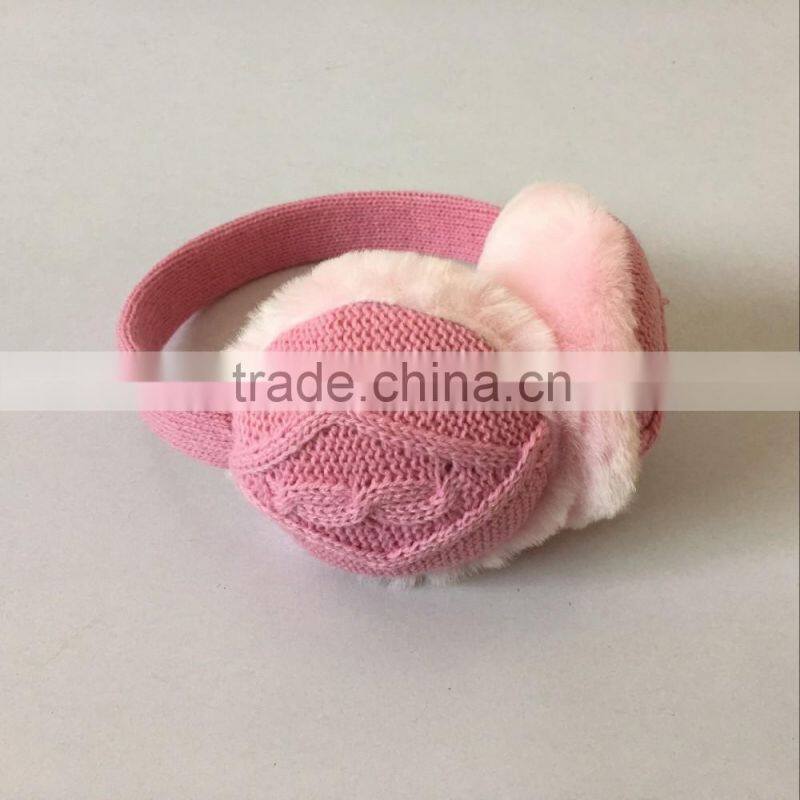 Adult unisex knitted earmuff fur with geometric pattern for male and female outdoor active wearing accessories