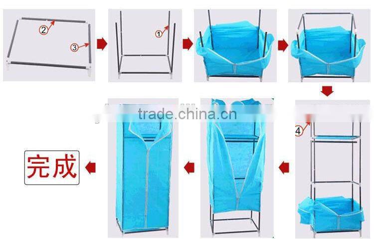 folding non-woven fabirc simple steel canvas wardrobe