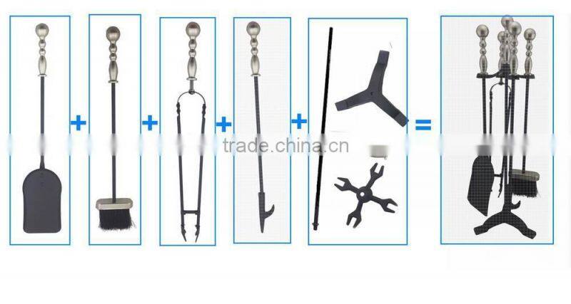 High Quality Steel 5 pcs Fireplace Tool Set