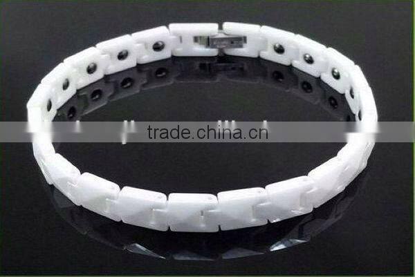 White Diamond Cut Ladies Ceramic Bracelets With Magnet#13000