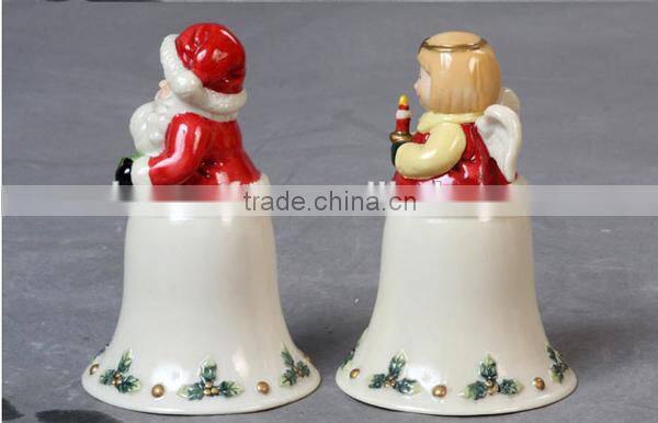 ceramic handmade christmas bell santa claus and angle design