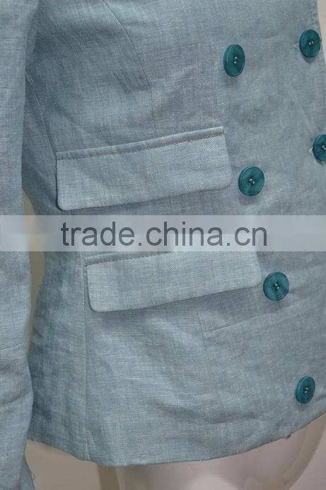 ladies short coat design and ladies formal short coat with double-breasted and round neck