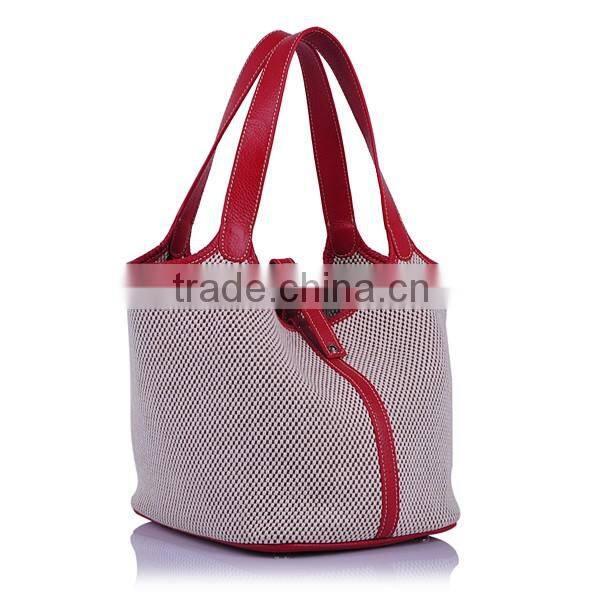 Summer lady canvas and leather Ladies handbags international brand