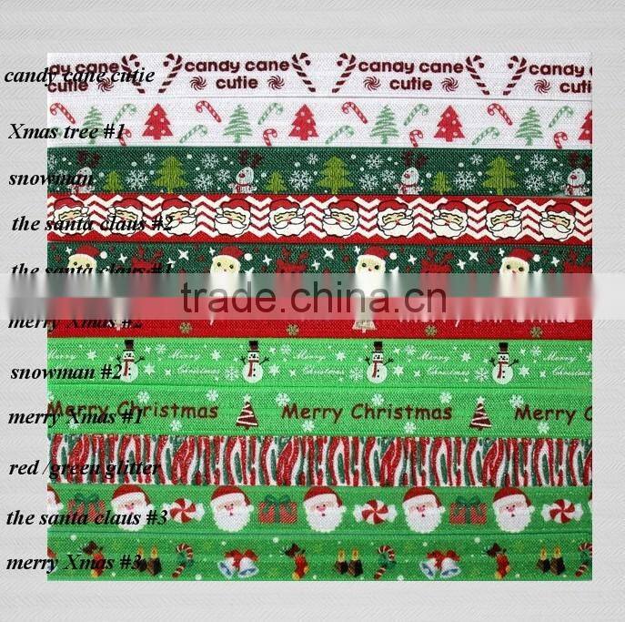 New Printed Fashion 5/8" FOE , Custom Printed Hair Tie Wholesale , Elastic ribbon band Hair Ties for kids accessories