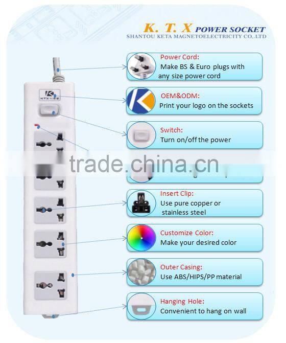 5 Gangs Electrical Universal Outlet Power Extension Socket