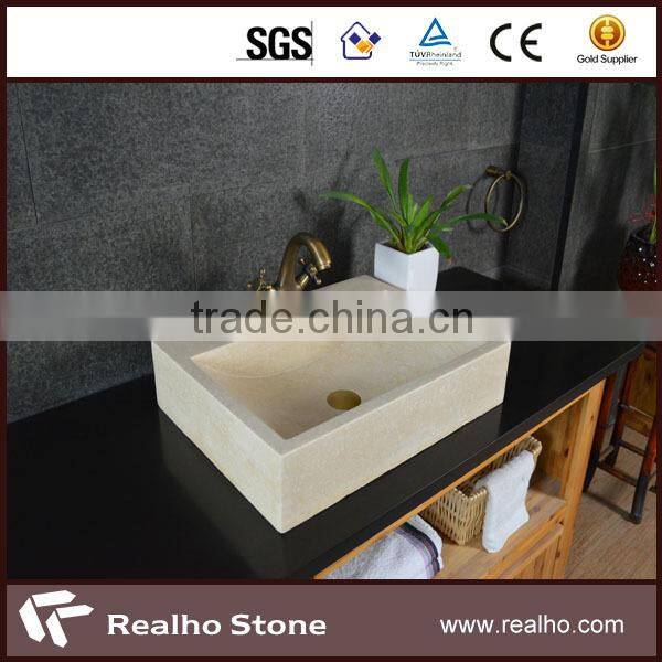 polished round white marble basin