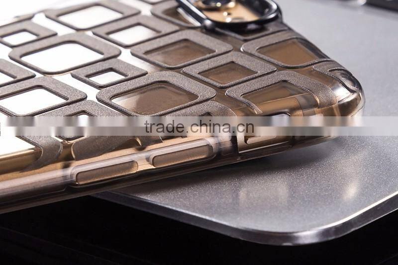Free sample latest design cube style 3D PC protective lens frame TPU Mobile phone case for IPhone6s case