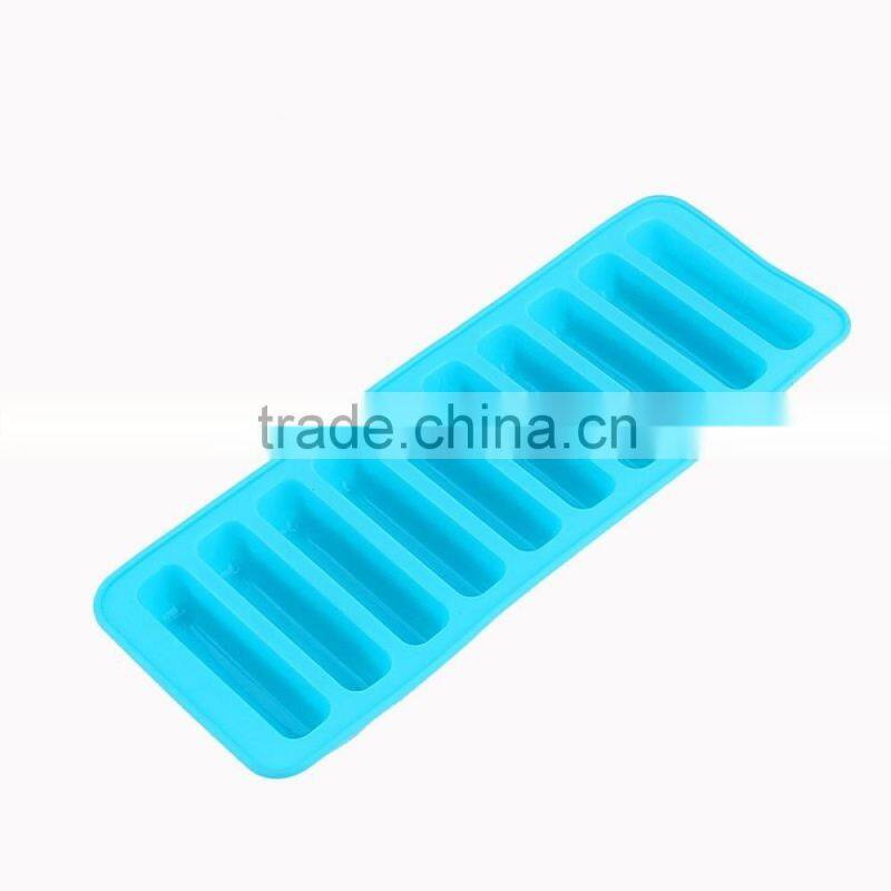 Amazon Popular 10 Cavities Silicone Cylinder Ice Cube Tray Freeze Mould