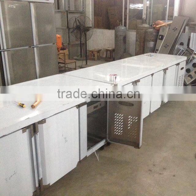 450L Stainless Steel commercial 3 doors worktop refrigerator