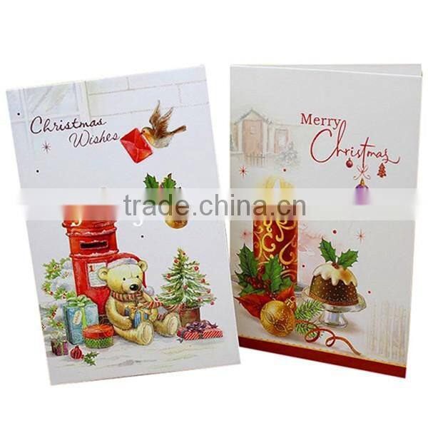 Custom good sell a5 size marry christmas greeting card in paper