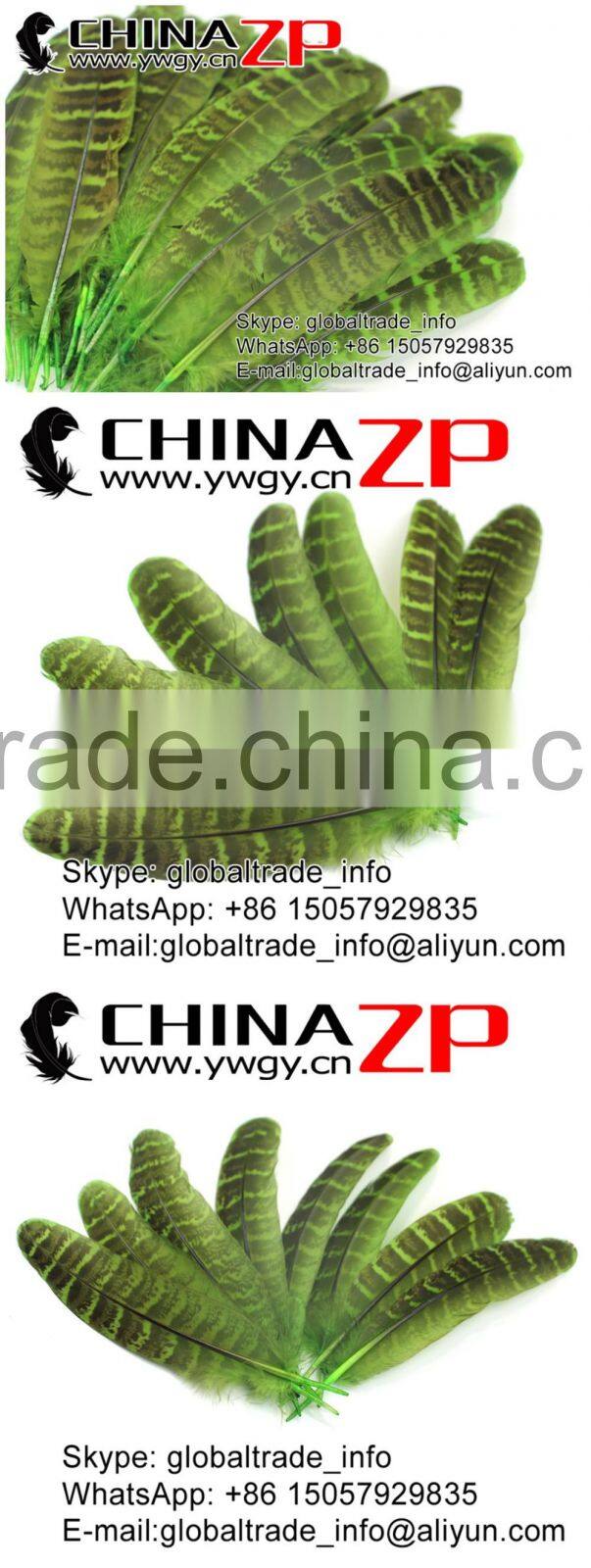 ZPDECOR Feather Dyed Green Hen Ringneck Pheasant Wing Quills Feather